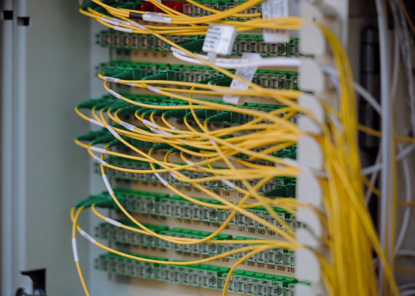 Neatly patched cables in a server rack