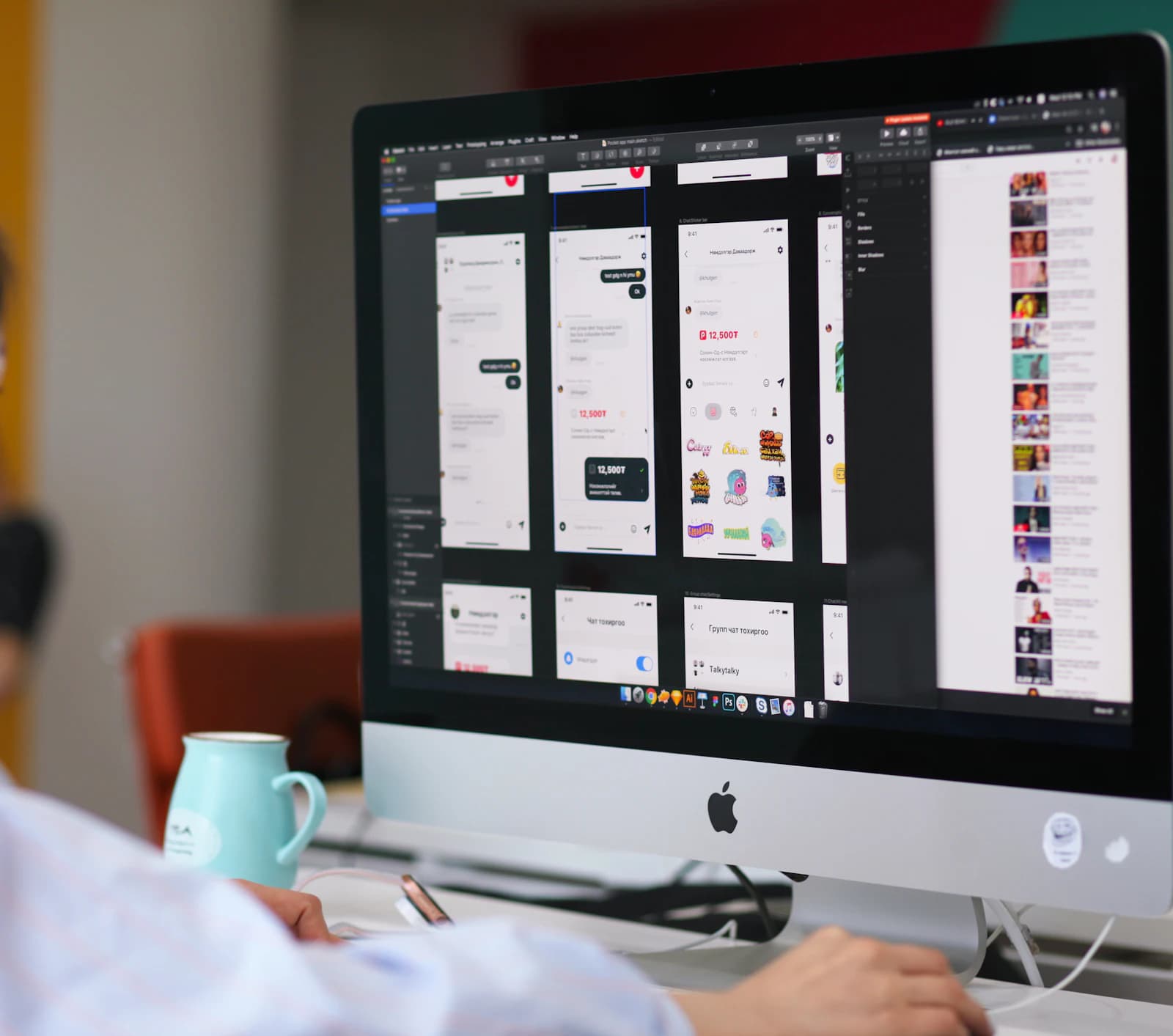 App screens laid out side by side on a monitor for review